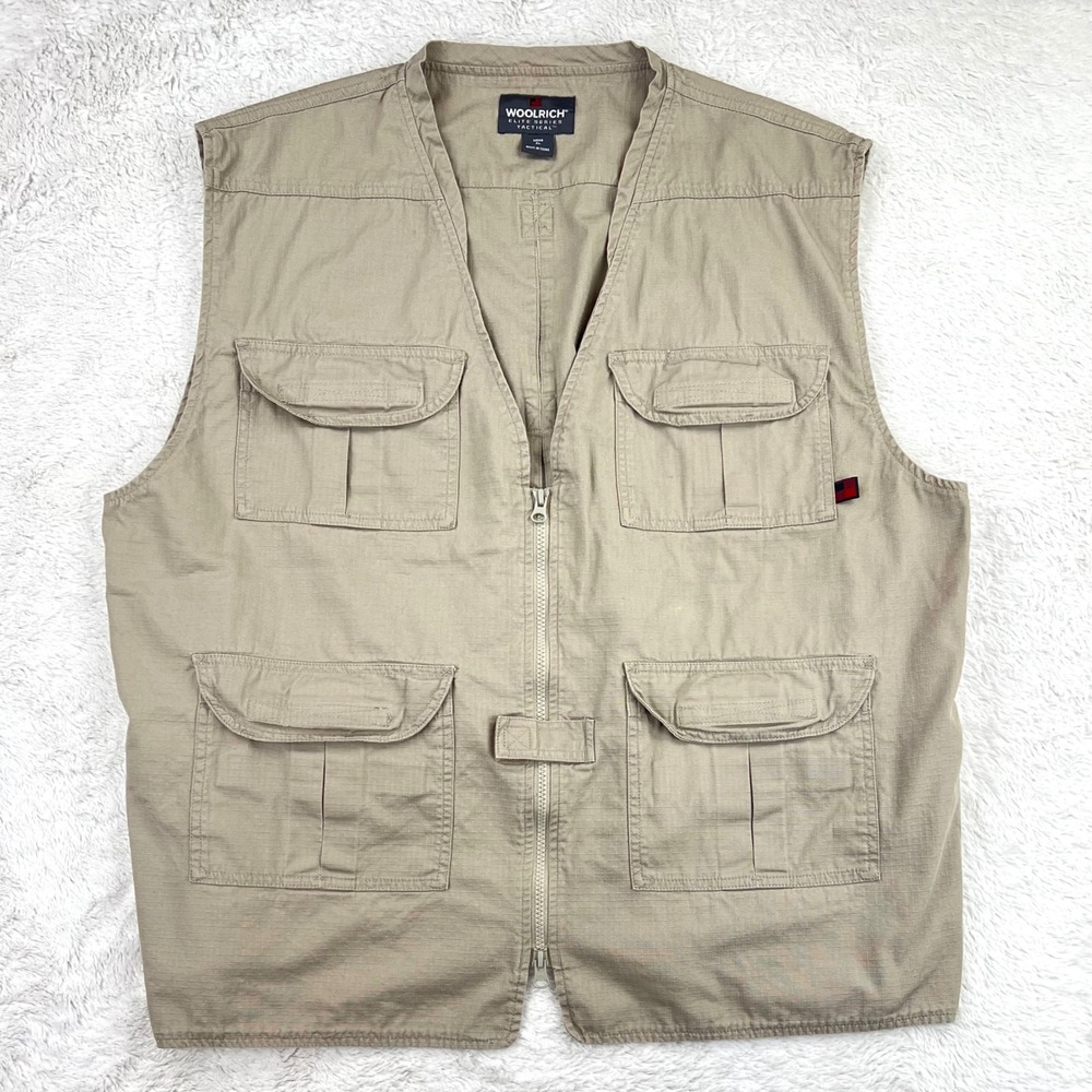 Woolrich Elite Series Tactical‎ Vest Men's XL Khaki Cotton Outdoor Utility